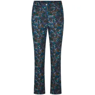 Stoffhose GOLDNER "Kurzgröße Knöchellange Stretch-Druckhose LOUISA", Damen, Gr. 24, K-Gr, blau (royalblau, gemustert), Obermaterial: 95% Polyester PES. 5% Elasthan EL., Hosen Stoffhose, stretchbequemer Jersey