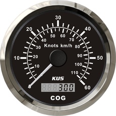 KUS GPS Tacho Kilometerzähler 60Knots 110KM/H Für Boot Yachten 85mm Mit Hintergrundbeleuchtung (Schwarz)