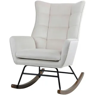 Kayoom Schaukelstuhl , Beige , Holz, Metall, Kunststoff , Kautschukholz , 68x97x88 cm , Fsc , Wohnzimmer, Sessel, Schaukelstühle