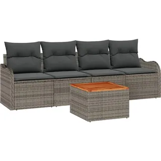 vidaXL Gartensofa-set mit Kissen 5 pcs Grau Poly-Rattan - Grau