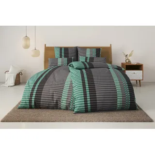 Bettwäsche OTTO HOME "Philine", jade, B/L: 135cm x 200cm, 1 Stk., 1 Stk., Linon, B/L: 80cm x 80cm, 2 Stk., Linon, Obermaterial: 100% Baumwolle, Bettwäsche, Bettwäsche, mit modernen Streifen, Bettwäsche aus Baumwolle, ab Gr. 135x200 cm