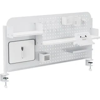 Schreibtisch-Organizer 'Sauda' 114 x 68 cm Stecktafel mit Zubehör Klemmhalterung Stahl Weiß