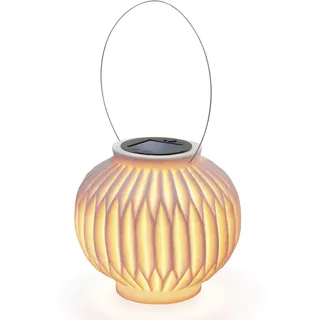 esotec Solarlaterne Lampion außen wetterfest Ibiza | Sandsteinoptik | Solarlampe hängend | Balkondeko Terrassendeko | LED Gartenbeleuchtung Camping-Zubehör outdoor BBQ | 2700K H=15cm 102670