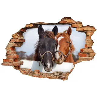 Sticker 3D Effekt | Wandaufkleber Pferd - Tapete Dekoration optische Täuschung Raum und Wohnzimmer | 60 x 90 cm