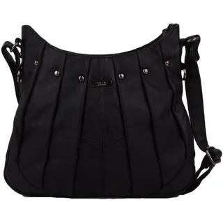 WYE LEATHER Damen Umhängetasche aus echtem Leder mit Nieten-Design, Schwarz - Schwarz - Größe: Einheitsgröße