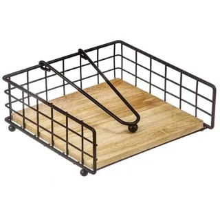 DAMDAM GO | Serviettenhalter Holz Metall schwarz für Küche (Modell c)