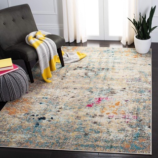 SAFAVIEH Moderner Schick Teppich für Wohnzimmer, Esszimmer, Schlafzimmer - Madison Collection, Kurzer Flor, Grau und Gold, 183 X 274 cm