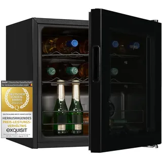 Exquisit Weinkühler WS1-12-GT-030G schwarz | 43 l Nutzinhalt | Schwarz | Kühlen | Wein | Flaschengitter