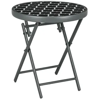 Outsunny Beistelltisch Ø 45 x 50 cm Schwarz
