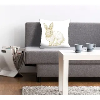 queence Dekokissen »Thorge« mit einem flauschigen Hasen, goldfarben