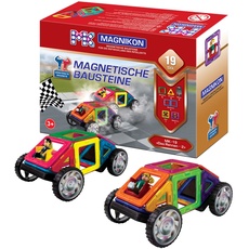 Bild Magnetische Bausteine MK-19 “Das Rennen-2” mit Rädern – Magnetbau-Set 19-teilig, Magnetbausteine, ideal als Konstruktionsspielzeug zur Förderung von Kreativität & Motorik, Spielzeug für Kinder