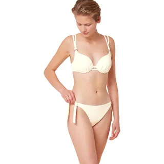 Bügel-Bikini-Top TRIUMPH "Summer Glow WP 01 sd", Damen, Gr. 42, Cup D, weiß (ecru weiß), Microfaser, Elasthan, Recycling-Polyamid, Waffelmuster, strukturiert, unifarben, Bikini-Oberteile Bügel-Bikini-Top, Struktur-Piqué