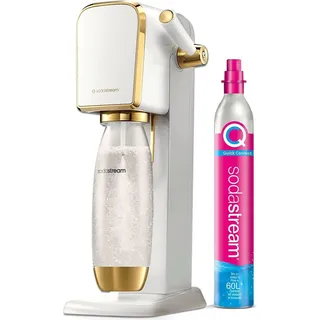 Sodastream Wassersprudler mit CO2-Zylinder und 1L PET Flasche Weiß/Gold