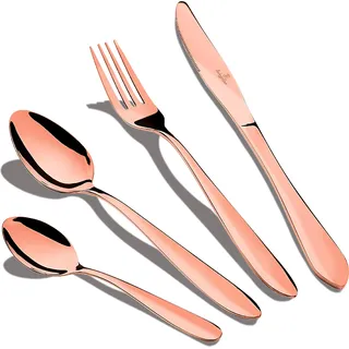 Berlinger Haus Rose Gold Mirror Besteck Vergoldetes 24 Teile Edelstahl Poliert, Set 6 Personen, Modernes Design Roségold - Gold