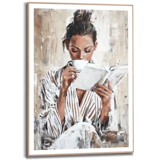 Reinders! Reinders "Morning Reading", Wohnzimmer - Frau - Lesen - Kaffee - braun - MDF - Menschen - 50x70 cm, farbe bild(er): braun),