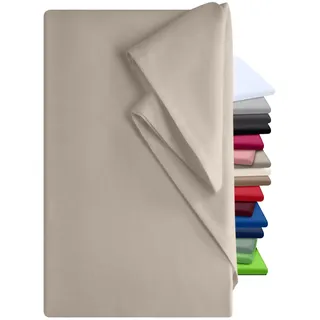 npluseins Bettlaken 180x275cm Leintuch ohne Gummizug Tuch ist ideal Terrasse Reisen Camping und Tischtuch - Wohnmobil Laken - Betttuch ohne Gummizug 100% Baumwolle ca. 180 x 275 cm, beige