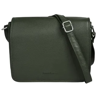 Umhängetasche BRUNO BANANI, Damen, Gr. B/H/T: 24cm x 19cm x 7cm onesize, grün (oliv), Leder, leicht glänzend, unifarben, Taschen Umhängetasche, echt Leder