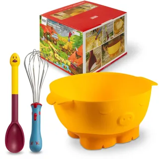 Kuhn Rikon Kinderkitchen Mix-Set Rührschüssel, Schwingbesen, Rührlöffel Gelb/Rot/Blau
