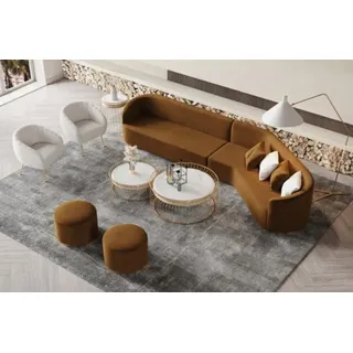 Ecksofa L-form Wohnlandschaft Relax Sitz Design Couch Lounge Sofas Samt Sofa - Braun