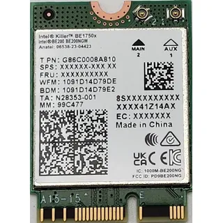 Intel Killer Wi-Fi 7 Be1750 Internal WLAN/Bluetooth, BE200.NGWG.NVX