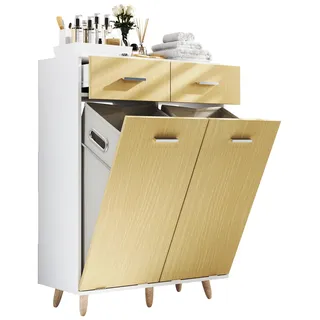 VCM Landos L Hochschrank 79 x 35 cm Braun/Weiß Holz