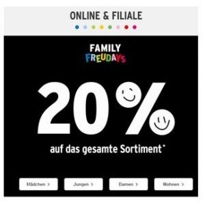 Ernsting’s family Black Friday 20% Rabatt auf ALLES (bis 27.11.)