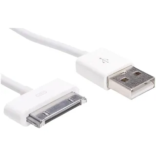 Akyga USB-Kabel USB-A Stecker, Apple 30pol. Stecker 1.00 m Weiß AK-USB-08