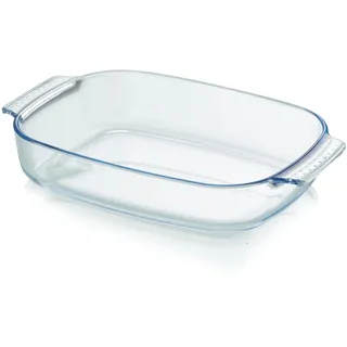 KHG Auflaufformen Glas 2,7 L oval, vielseitig einsetzbar, für Zuhause | für kalte & warme Speisen, spülmaschinenfest, mikrowellengeeignet, Glasbräter Glasform Backform, 34x22x6 cm