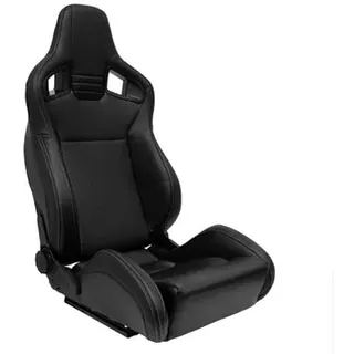 AUTO-STYLE Sportsitze 'NK' - Schwarz Kunstleder + Grau Textil - Doppelseitig Verstellbare Rückenlehne - inkl. Laufschienen