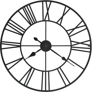 Wanduhr Vintage mit Quarzwerk Metall 80 cm XXL - Schwarz