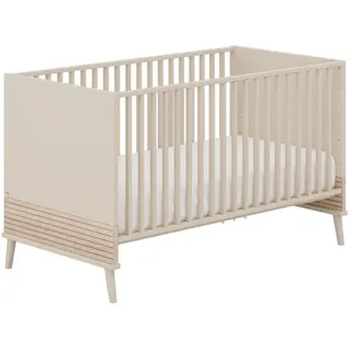Paidi »EEFJE 70x140cm in Beige, umbaubares Kinderbett mit Massivholz« Gitterbett 4-fach höhenverstellbar, entnehmbare Sprossen, Juniorbett,