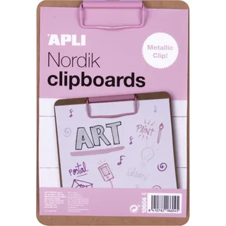 APLI Nordik Collection 18604 Clipboard Klemmbrett aus Holz, A5, rosa