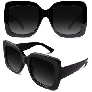 GQUEEN Übergroße Sonnenbrille Damen Retro Vintage Quadratische UV400