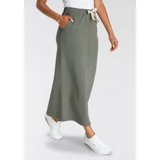 Sweatrock KANGAROOS, Damen, Gr. 36, grün (khaki), Sweatware, Obermaterial: 95% Baumwolle, 5% Elasthan, kontrastfarbene Details, unifarben, figurumspielend lang, Röcke Sweatrock, in Midilänge mit Schlitz, Topseller