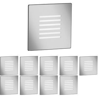 ledscom.de 10 Stück LED Treppenlicht/Wandeinbauleuchte FEX für innen und außen, Gitter, eckig, edelstahl, 85 x 85mm, warmweiß