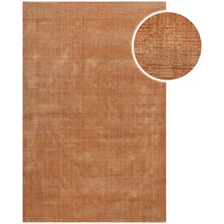 Teppich WECON HOME "Seattle", kupfer braun, B:160cm H:11mm L:230cm, Lyocell, Teppiche, Teppich, Kurzflorteppich, handgewebt, TENCEL & Schurwolle, Streifen, Wohnzimmer