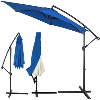 Ampelschirm Ø330cm Blau UV 50+ Alu Kurbel & Abdeckung