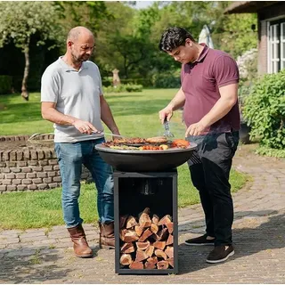 Plancha Grill Amigo Edelstahl Grillplatte BBQ Feuerschale Edelstahl mit Feuerplatte Outdoor Küche Grill Plancha Platte 67?x 92cm Grillring