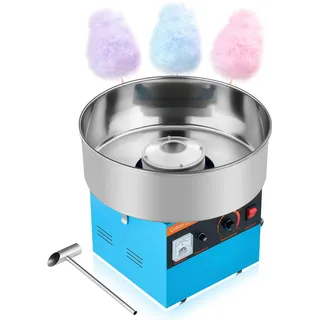 Vevor Zuckerwattemaschine 1000 W elektrische Zuckerwattegeräte mit 38 cm Edelstahlschüssel und Zuckerlöffel, macht Zuckerwatten für Geburtstage zu Hause Familienfeiern, Blau 3500 U/min