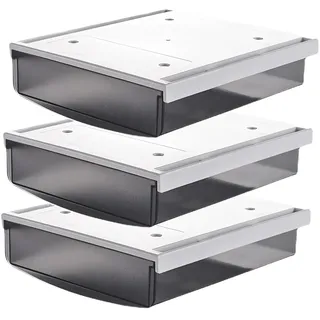 TUKA 3X 3,5L Unterschreibtisch-Schubladen 24x21x8cm, Selbstklebende Schubladen, Versteckte Unterbauschublade Aufbewahrungsbox unter Schreibtisch, Utensilien Stiftebox Matte Schwarz 3er Set TKD8606