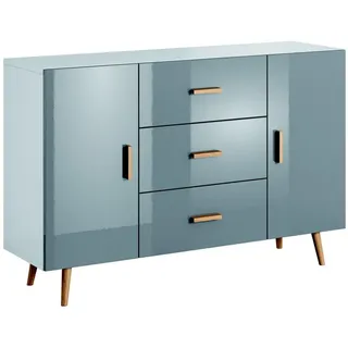 Kommode Brillo Kommoden Holz Schrank Sideboard Wohnzimmer Hochschrank Anrichte - Blau