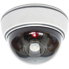 O&W Security Dummy Kamera Attrappe mit Objektiv Videoüberwachung Warensicherung Überwachungskamera Fake Camera mit rotem LED Licht täuschend echt für Innen- und Außenbereich