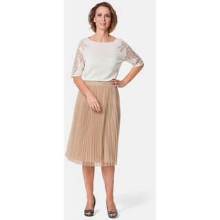 Schlupfrock GOLDNER "Kurzgröße Festlicher Plisseerock aus schimmerndem Mesh", Damen, Gr. 25, gold (goldfarben), Obermaterial: 100% Polyester PES., normal, Röcke Schlupfrock, mit Glanzgarnen