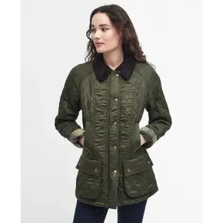 Barbour für Damen. LQU0471 Beadnell Polarquilt Jacke in Olivgrün (XL), Lässig, Polyamid