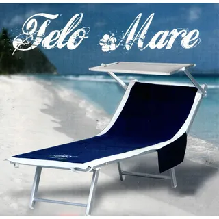 Casatessile Bestickt Badetuch mit Taschen 70x190 cm BLU Scuro BLAU