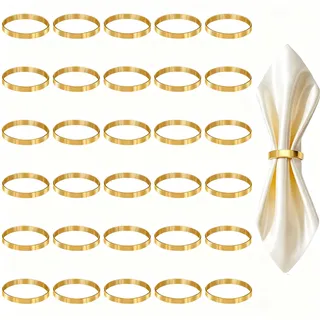 Sctmda 30 PCS Serviettenringe Gold Serviettenring Metall Servietten Ringe Rotundity Gold Napkin Rings Elegante Serviettenschnallen Set Metall Serviettenring Halter Schnallen für Hochzeiten Abendessen