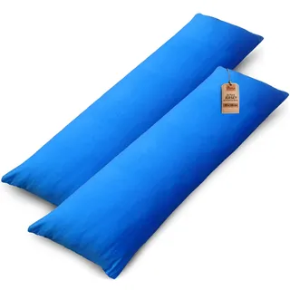 NatureMark 2er Set Jersey Kissenbezüge – 100% Baumwolle – Mit Reißverschluss – Weich & Atmungsaktiv – Royal Blau, 40x145 cm (Seitenschläferkissen)