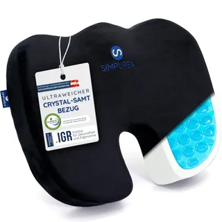 SIMPUREA® Orthopädisches Sitzkissen „Koala“ – mit rutschfestem Veloursbezug – Ideal für Büro, Auto & Zuhause – Fördert gesunde Sitzhaltung & Komfort sowie entlastet das Steißbein - Medium (60-120 kg)