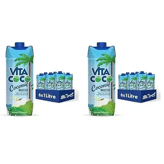 Vita Coco Pures Kokoswasser 6x1L, natürlich hydrierend mit Elektrolyten, glutenfrei, voll mit Vitamin C & Potassium (Packung mit 2)