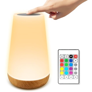 Hyted Nachttischlampe Nachtlicht Touch Dimmbar mit Speicherfunktion, LED Tischlampe mit 13 Farben & 5 Helligkeitsstufen, USB C Aufladbar Atmosphäre Nachtlampe für Schlafzimmer,Kinderzimmer